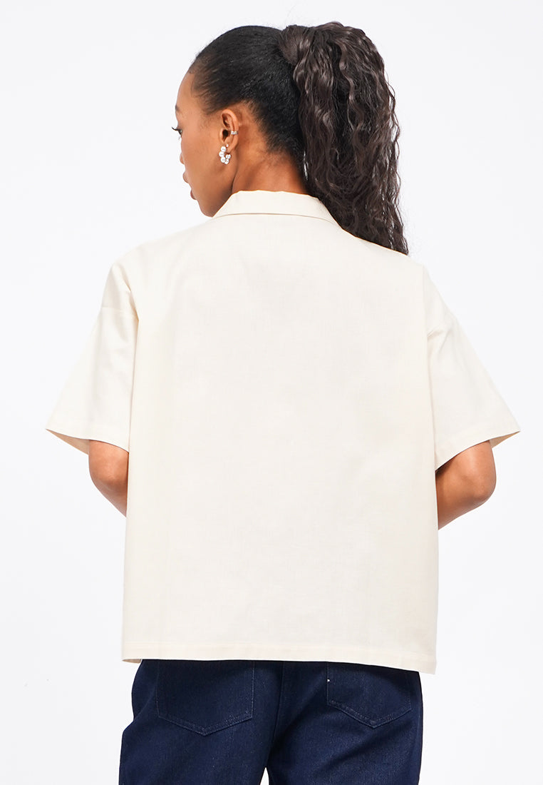 Multi Button Notch Collar Blouse