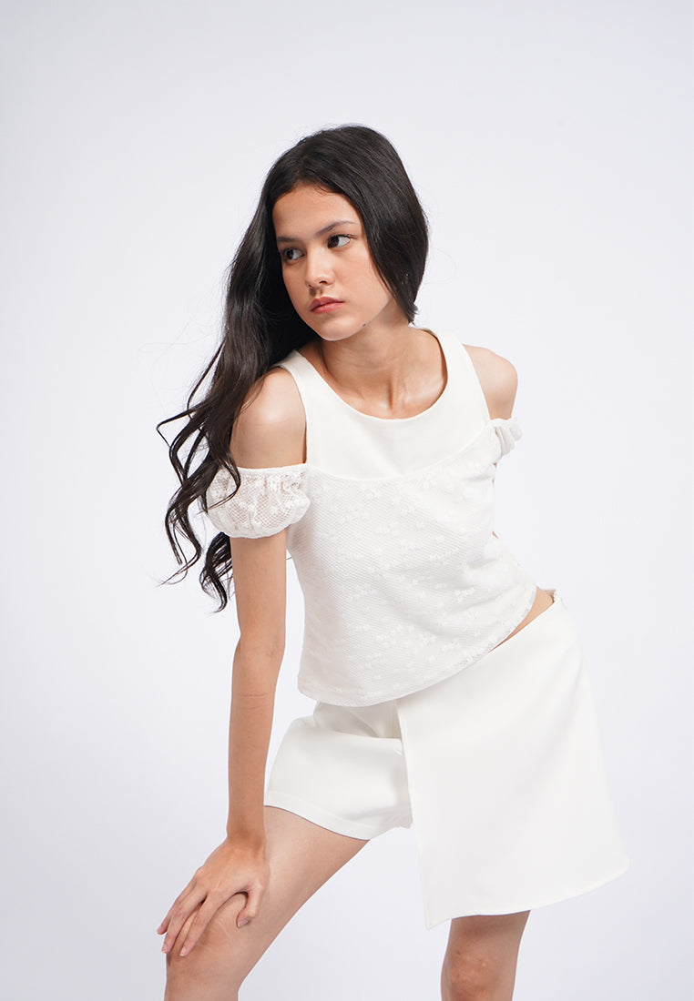 Cut Out Shoulder Top with Lace Details