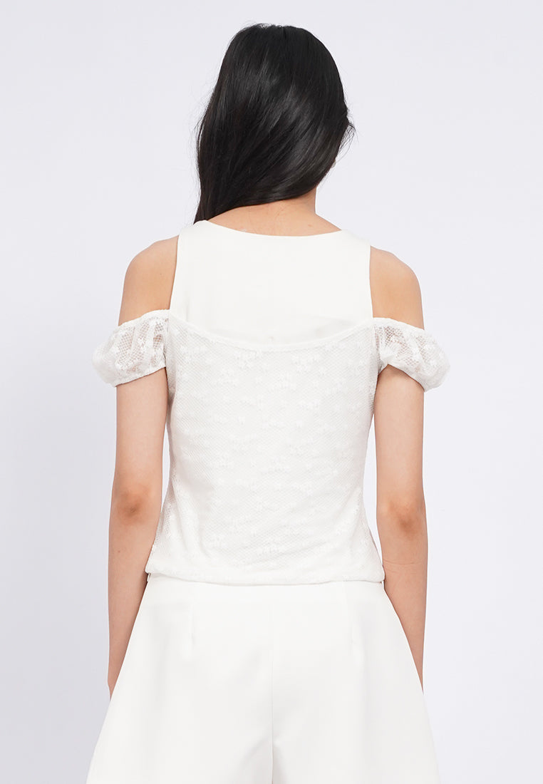 Cut Out Shoulder Top with Lace Details