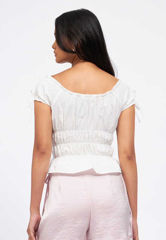 Puff Sleeves Ruched Top
