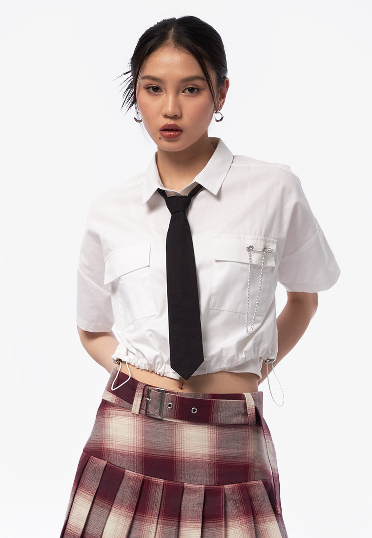 Short Sleeve Top with Tie