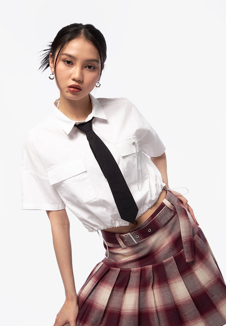 Short Sleeve Top with Tie