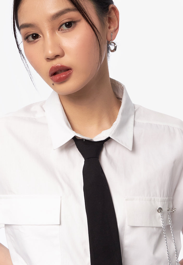 Short Sleeve Top with Tie