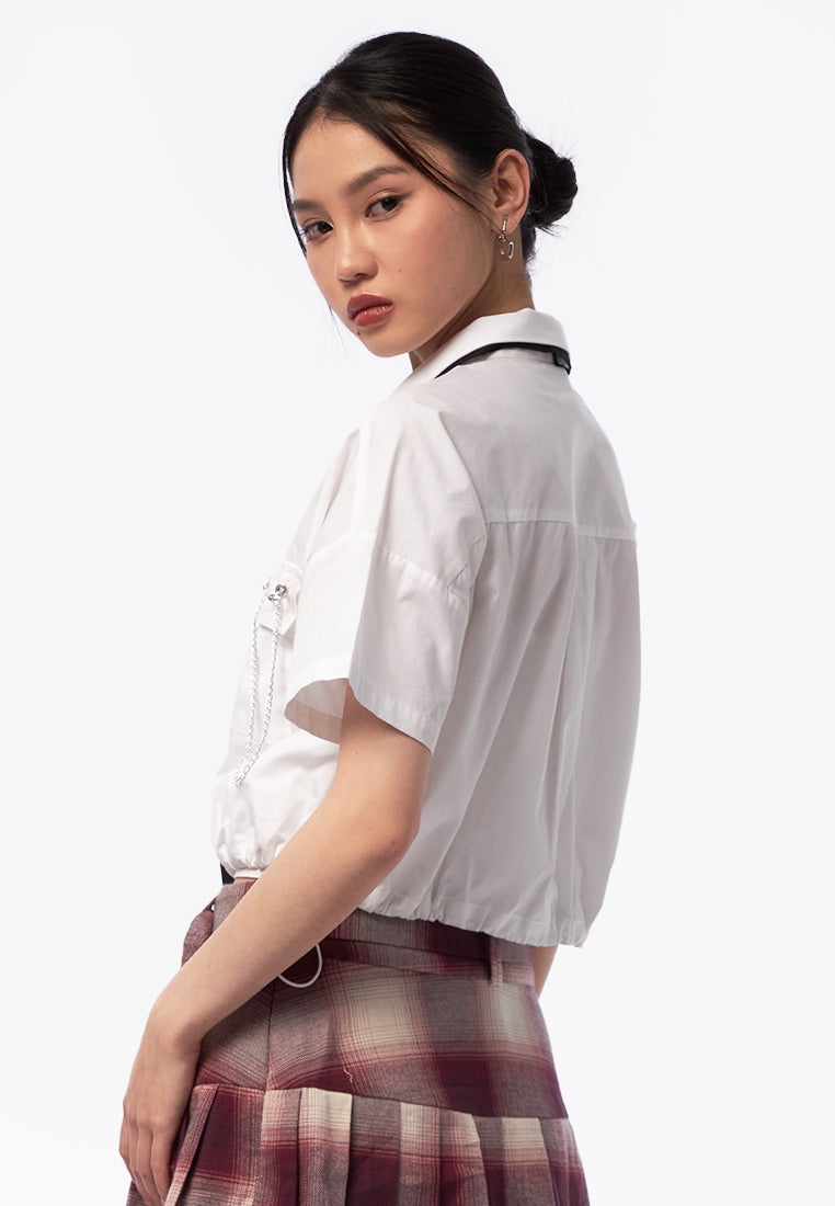 Short Sleeve Top with Tie