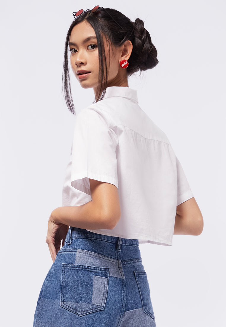 Asymmetrical Hem Crop Blouse