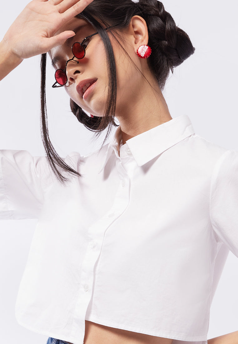 Asymmetrical Hem Crop Blouse