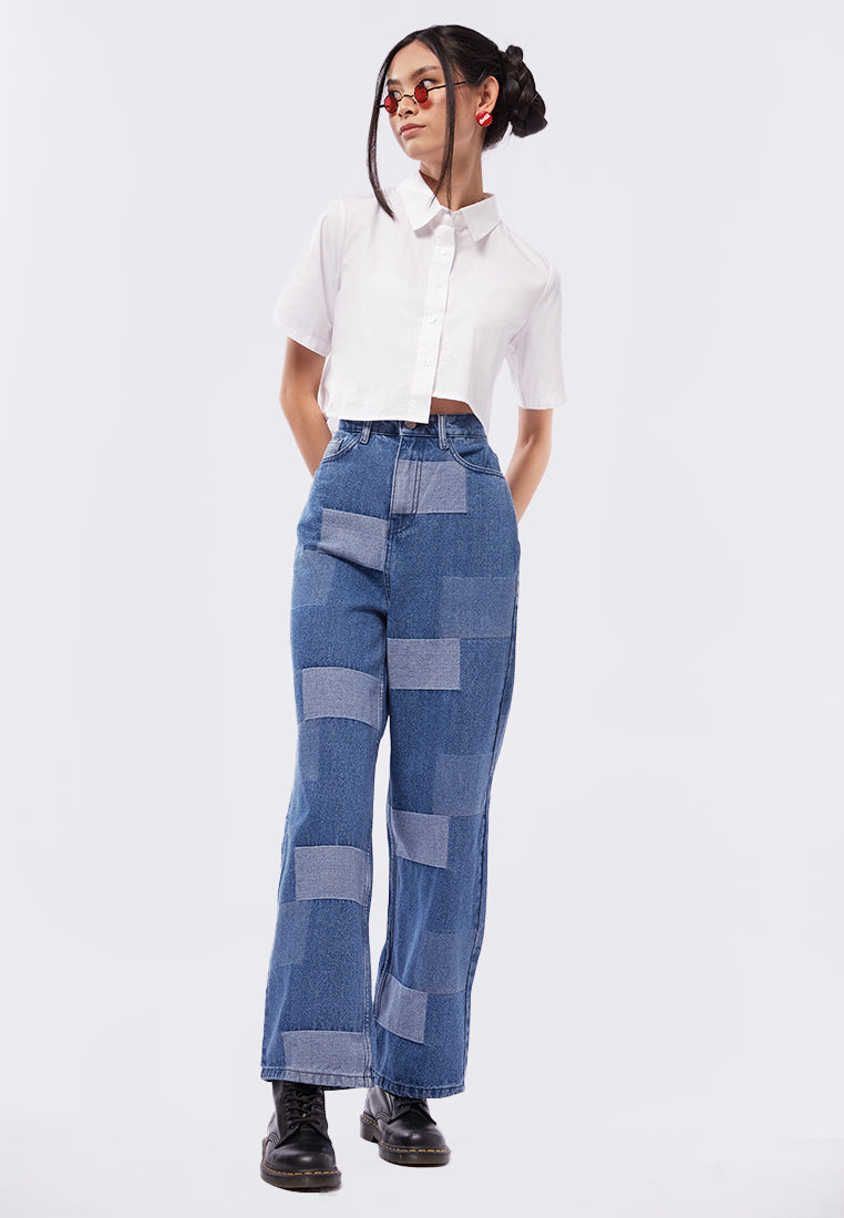 Asymmetrical Hem Crop Blouse