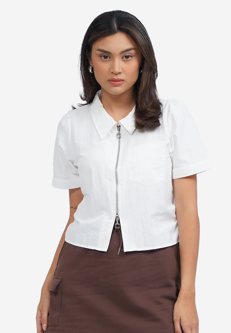 Short Sleeve Parachute Blouse Off White