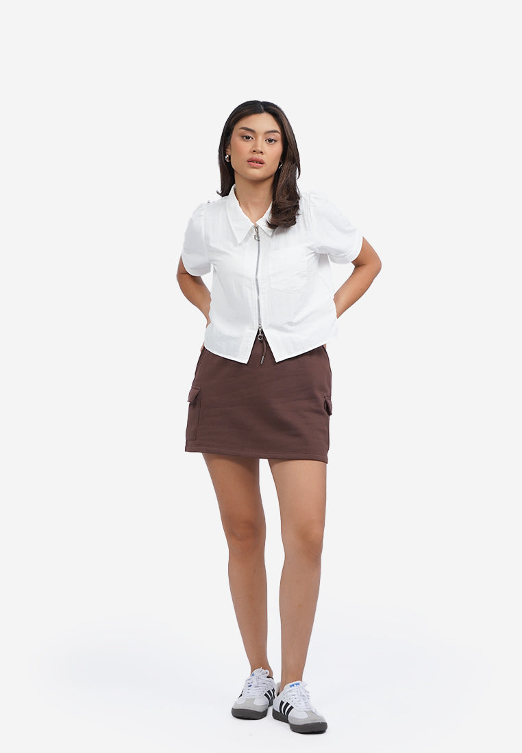 Short Sleeve Parachute Blouse Off White