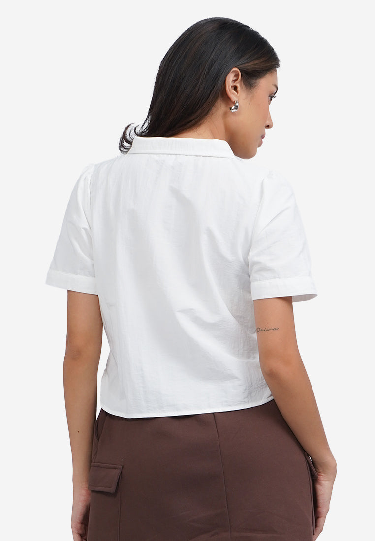 Short Sleeve Parachute Blouse Off White