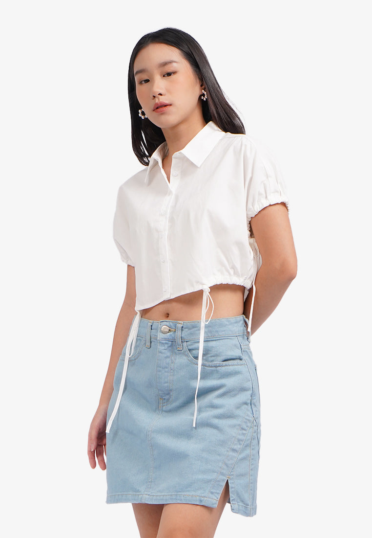 Short Sleeve Gathered Shirt