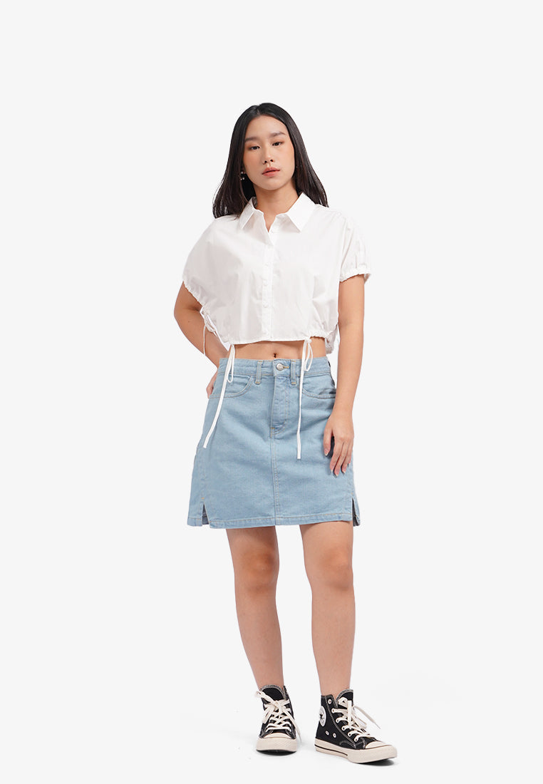 Short Sleeve Gathered Shirt