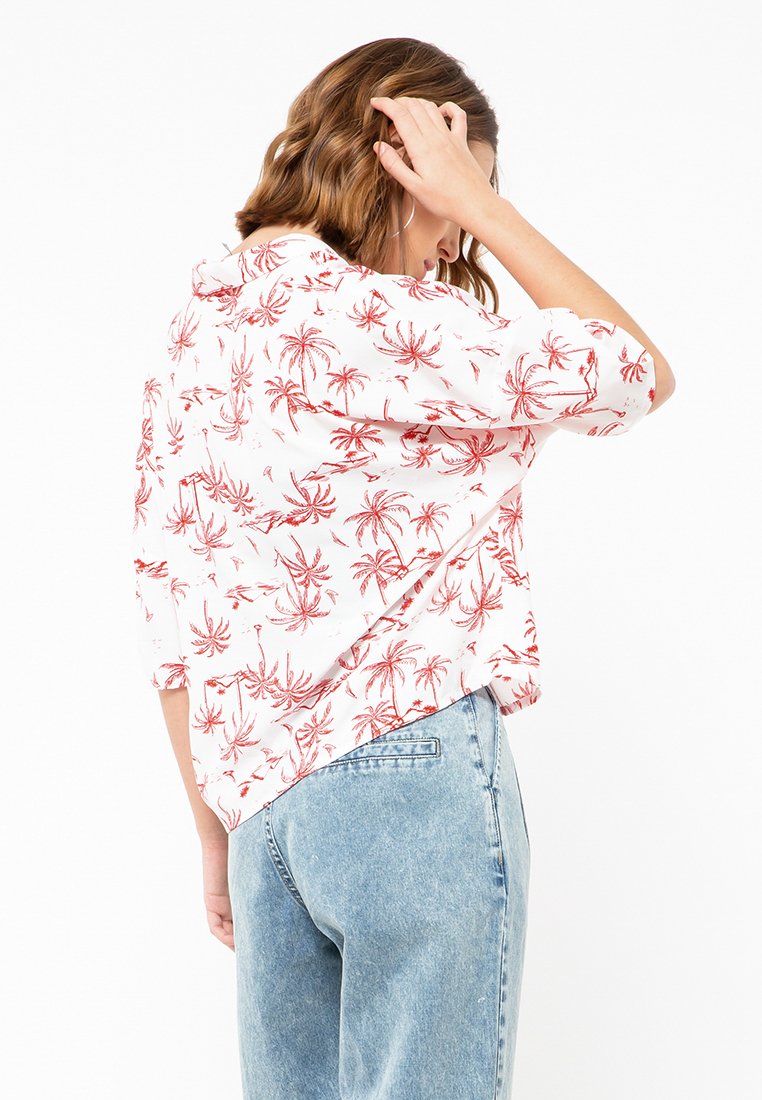 Printed Palm Tree Crop Shirt