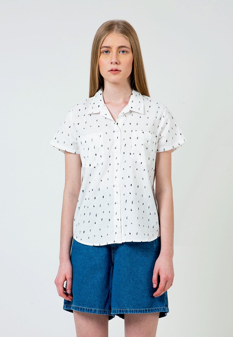 Off White Printed Basic Short Sleeve