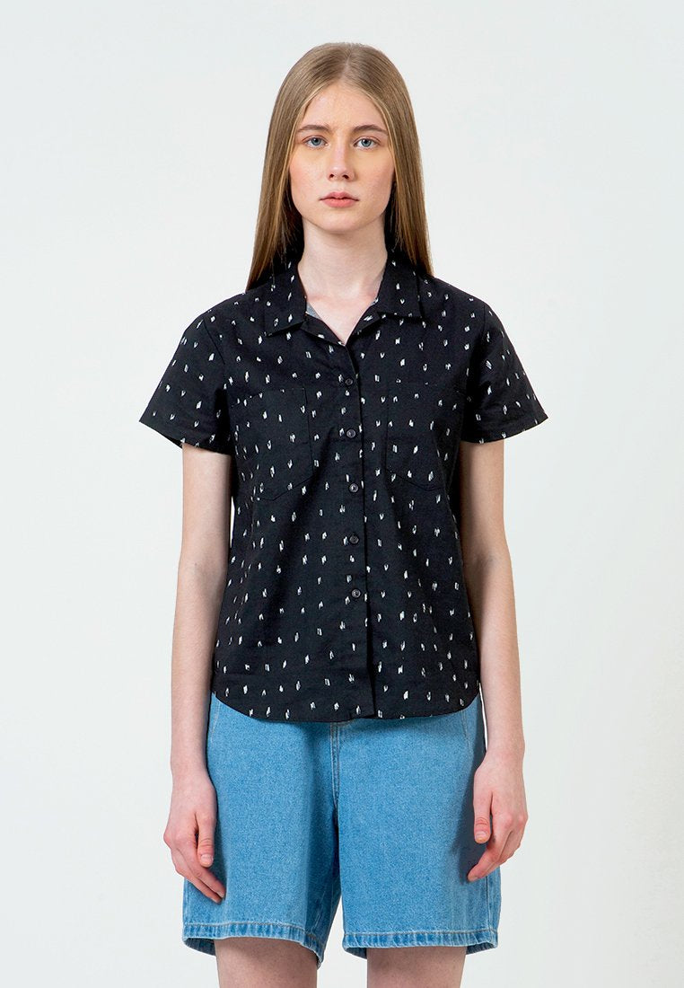 Black Printed Basic Short Sleeve