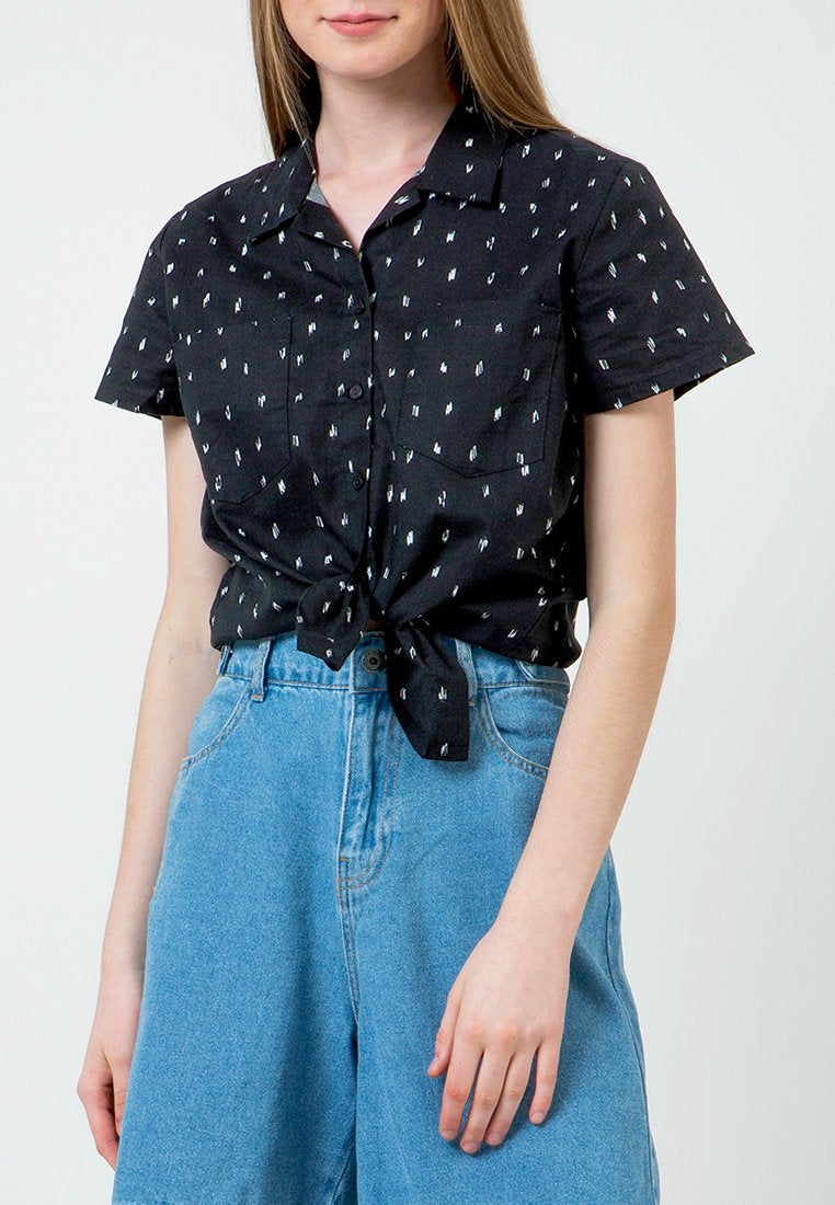 Black Printed Basic Short Sleeve