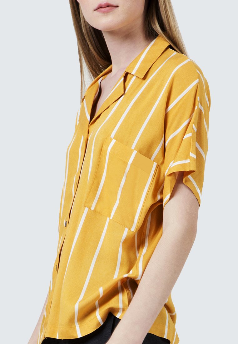 Yellow Printed Notch Collar Shirt
