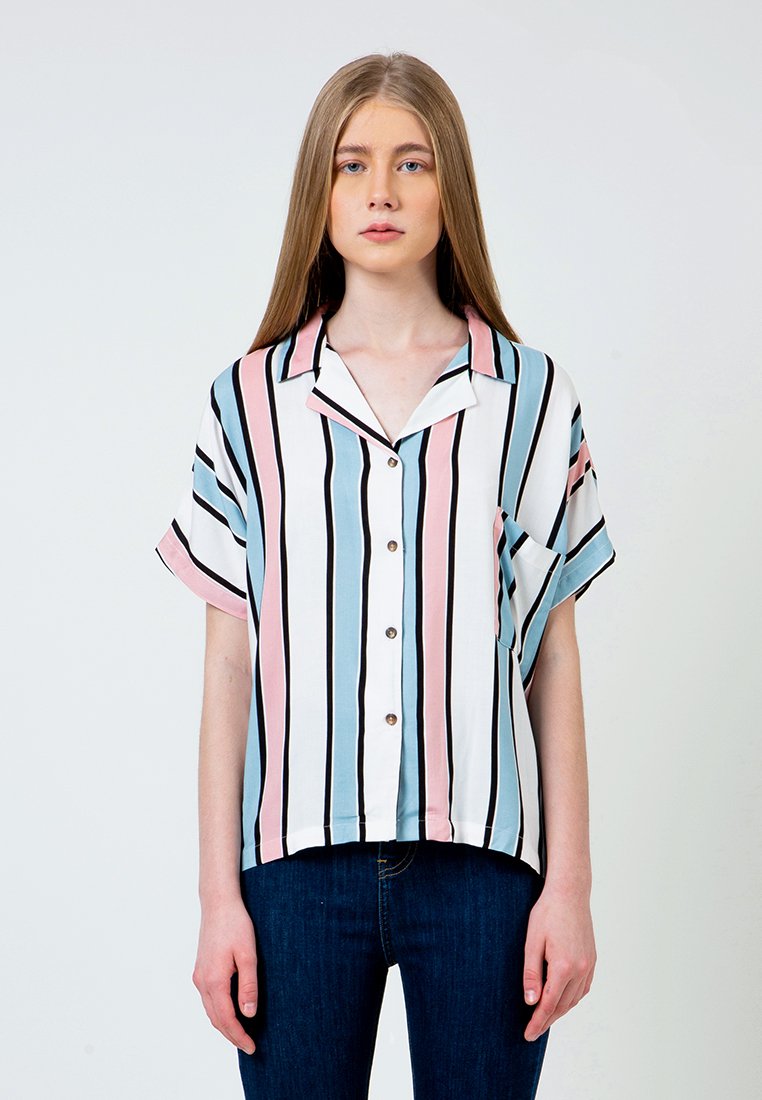 Pink Printed Notch Collar Shirt