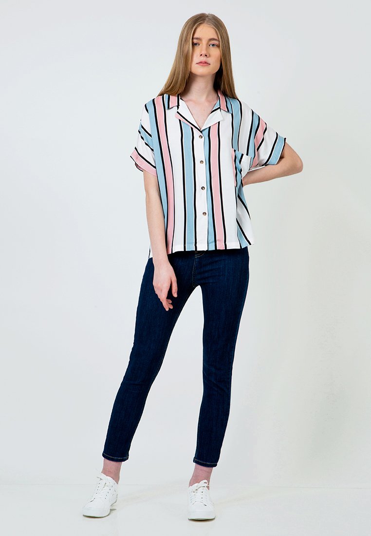 Pink Printed Notch Collar Shirt