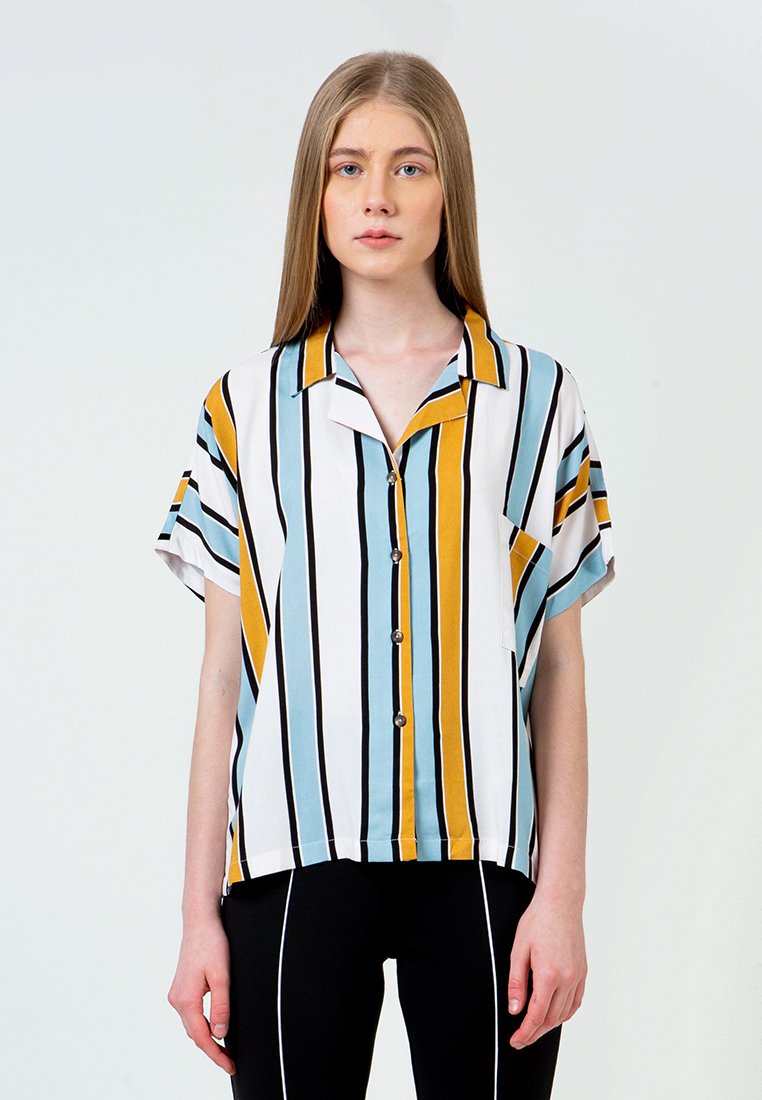 Yellow Printed Notch Collar Shirt
