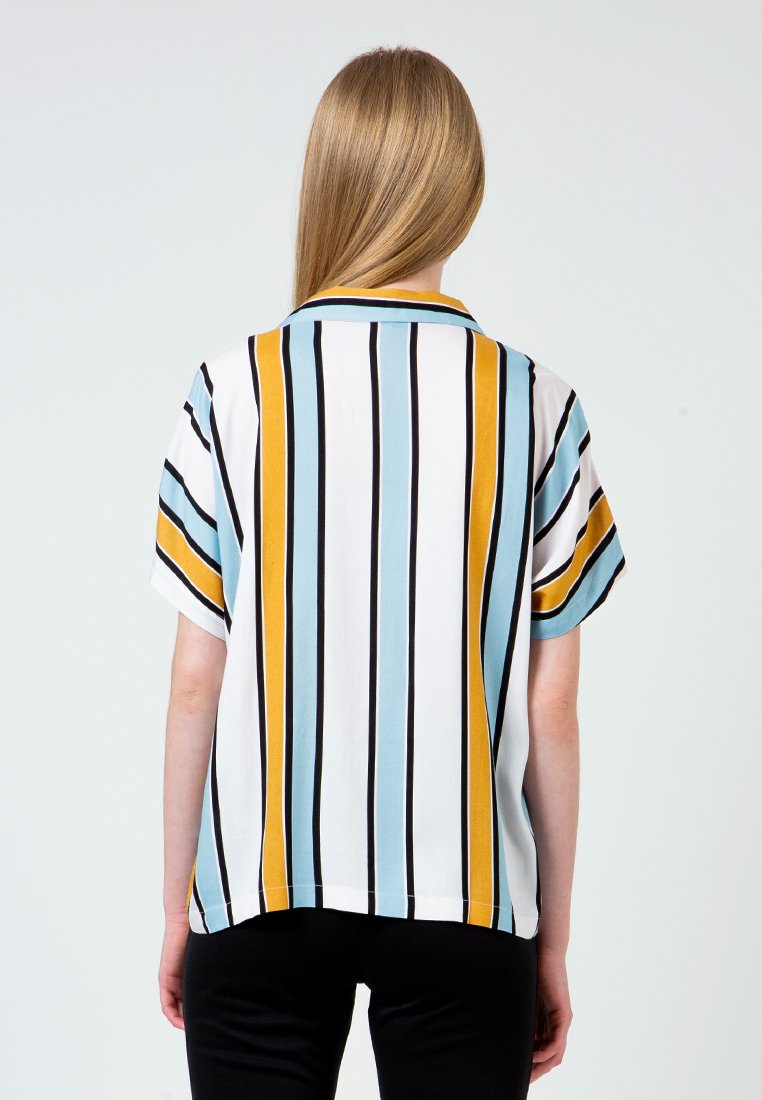 Yellow Printed Notch Collar Shirt
