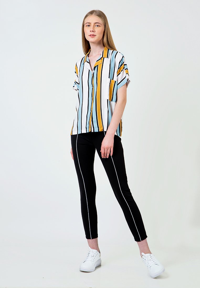 Yellow Printed Notch Collar Shirt