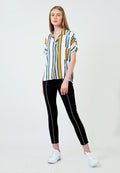 Yellow Printed Notch Collar Shirt