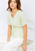 Short Sleeve Printed Flare Blouse