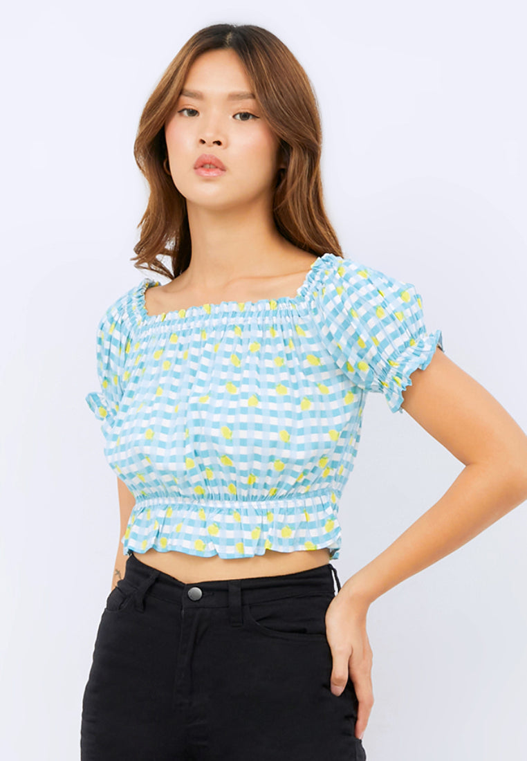 Printed Puff Sleeve Top