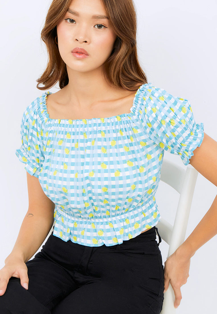 Printed Puff Sleeve Top