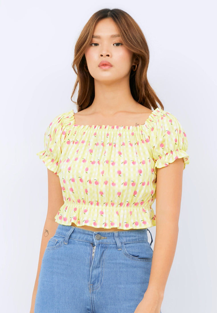 Printed Puff Sleeve Top
