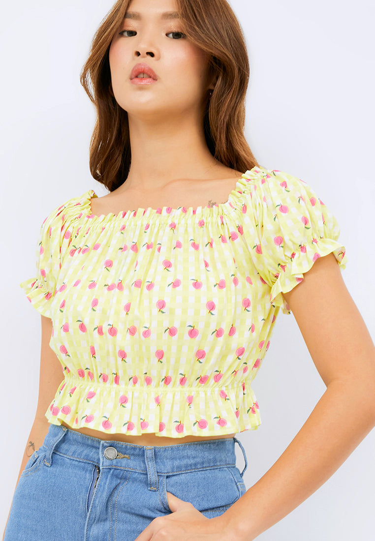 Printed Puff Sleeve Top
