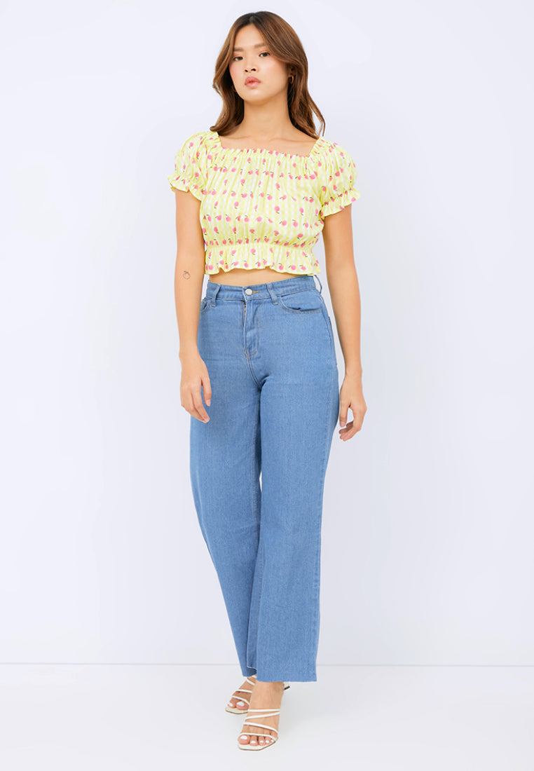 Printed Puff Sleeve Top