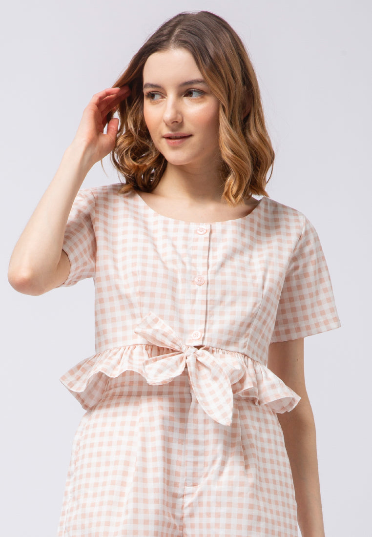 Ruffle Crop Blouse with Front Tie