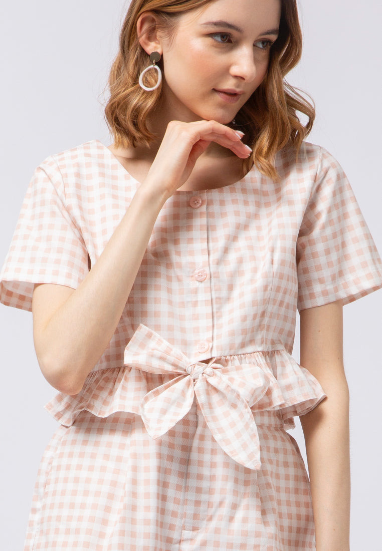 Ruffle Crop Blouse with Front Tie