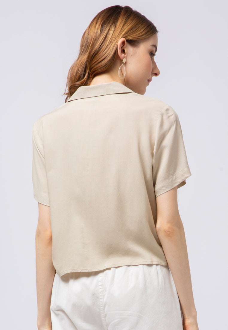 Short Sleeve Blouse with Front Tie