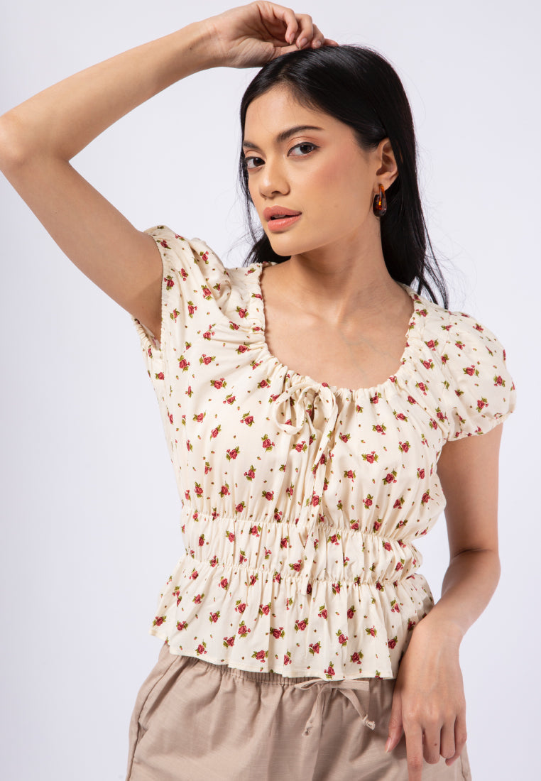 Printed Frills Blouse