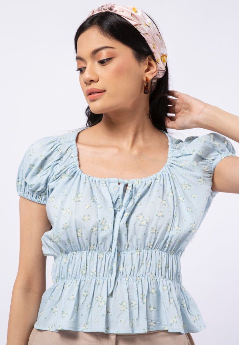 Printed Frills Blouse