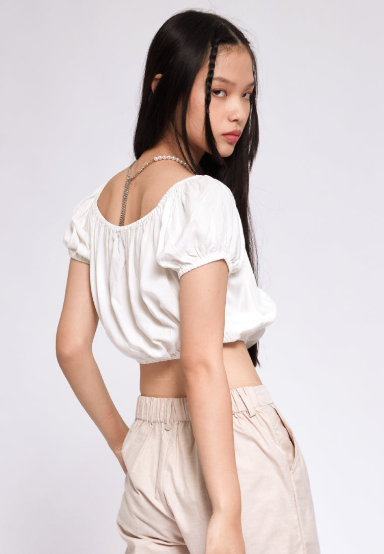 Puff Sleeve Crop Top