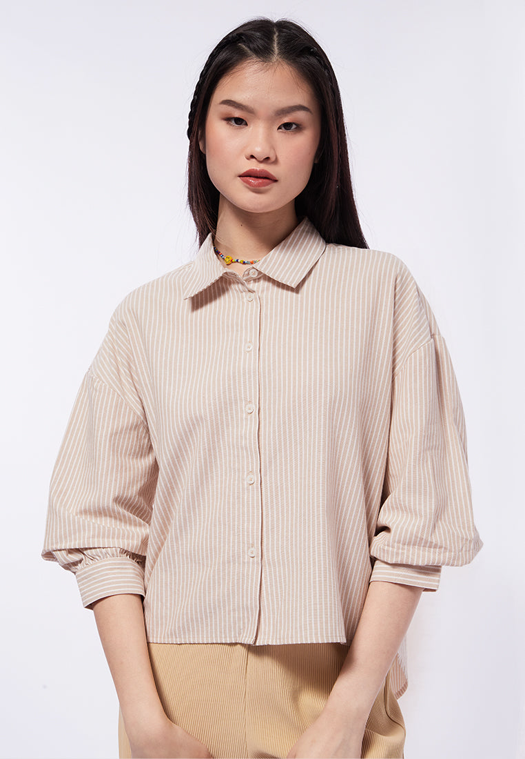 Stripe Blouse with Voluminous Sleeve