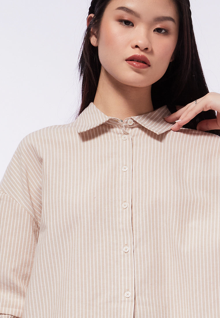 Stripe Blouse with Voluminous Sleeve
