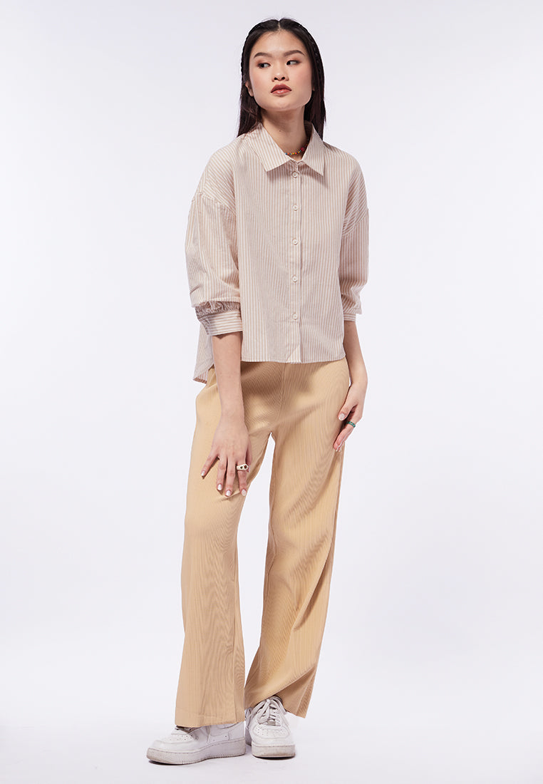 Stripe Blouse with Voluminous Sleeve