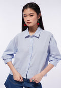 Stripe Blouse with Voluminous Sleeve