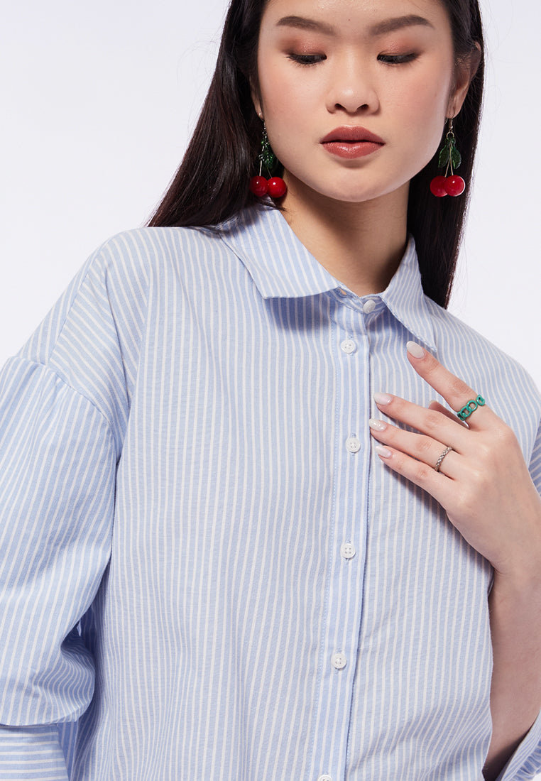 Stripe Blouse with Voluminous Sleeve