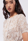 Printed Puff Sleeves Crop Blouse