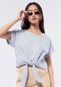 Front Tie Short Sleeve Blouse
