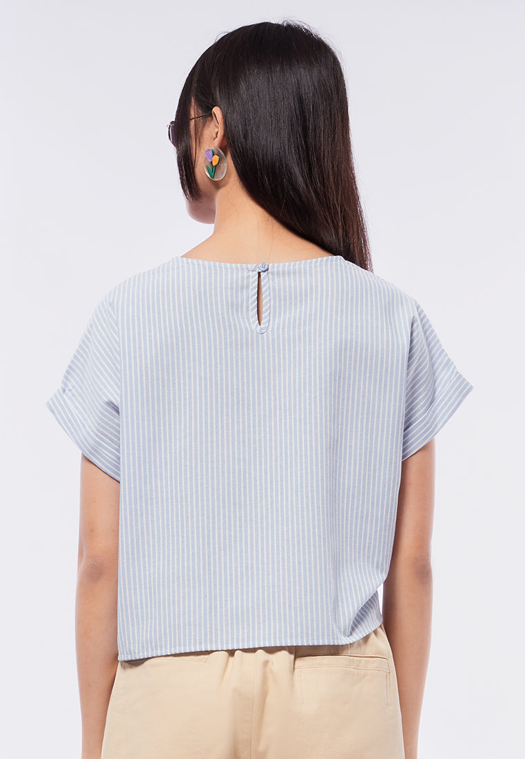 Front Tie Short Sleeve Blouse