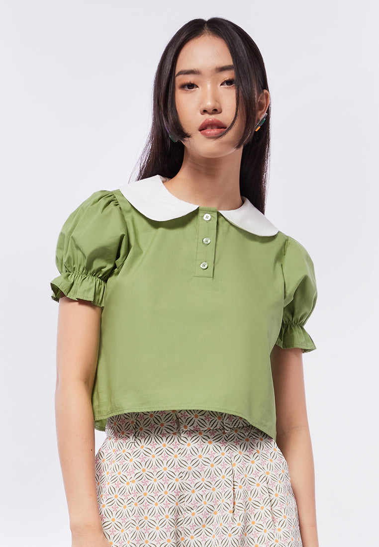 Puff Sleeve Polo Top