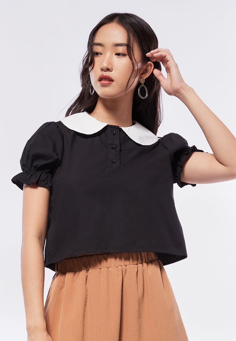 Puff Sleeve Polo Top