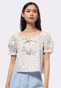 Square Neck Printed Short Sleeve Top